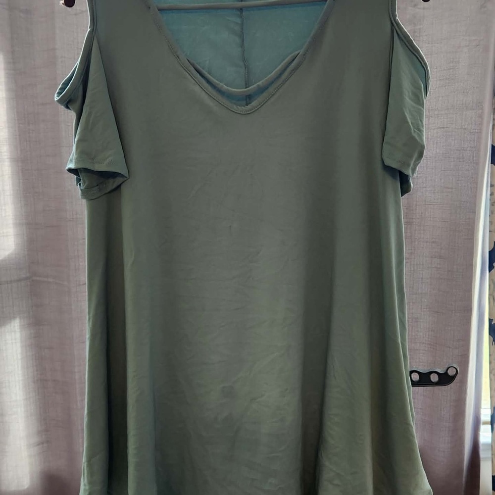 White Birch Olive Cold Shoulder Blouse